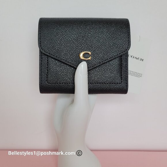 COACH Wyn Crossgrain Leather Small Leather Wallet- Black color - Picture 2 of 16